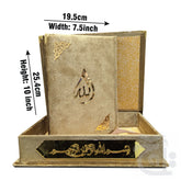 Title Image Holy Quran 4Clr (Tajweedi 16 Line Hafizi) Gold Velvet With Box  855-4KVB-Gold
